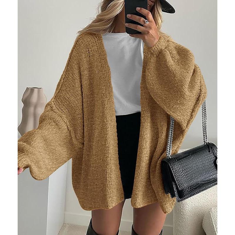 LunaComfy Oversized Cardigan with Fall Long Lantern Sleeve