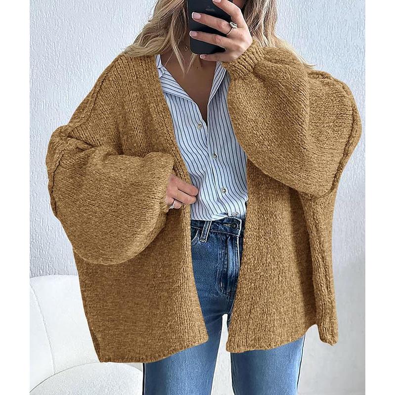 LunaComfy Oversized Cardigan with Fall Long Lantern Sleeve