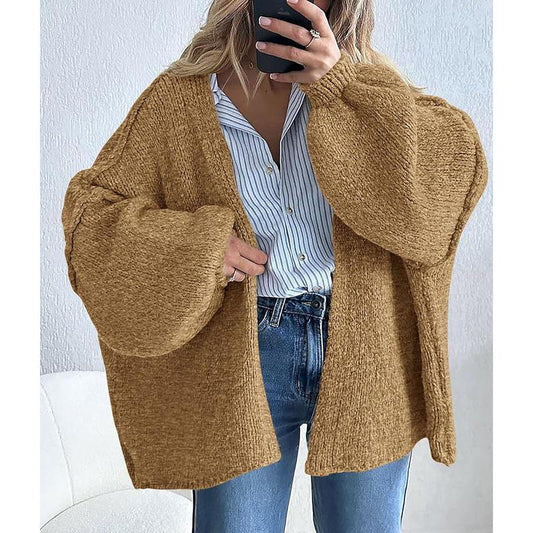 LunaComfy Oversized Cardigan with Fall Long Lantern Sleeve