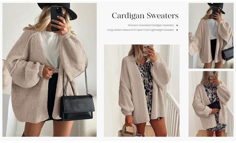 LunaComfy Oversized Cardigan with Fall Long Lantern Sleeve