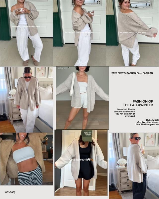 LunaComfy Oversized Cardigan with Fall Long Lantern Sleeve